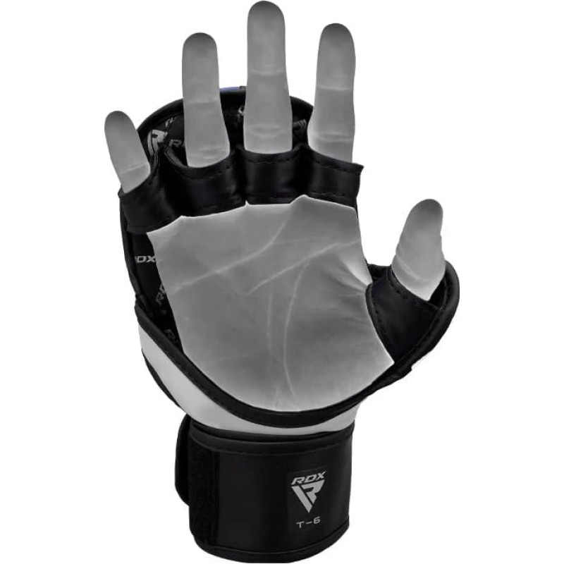 Тренувальні рукавиці RDX GRAPPLING GLOVES REX T6 PLUS чорний, синій, білий S (GGR-T6U)