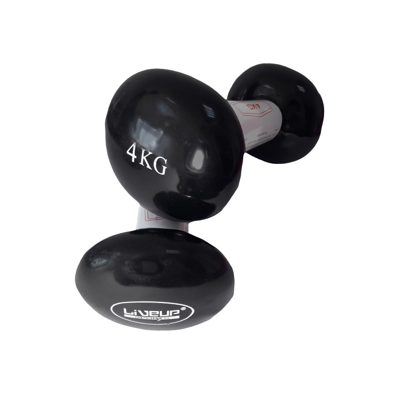 Гантелі вінілові пари Vinyl Dumbbell Egg Head чорний 2х4кг (LS2001-4)