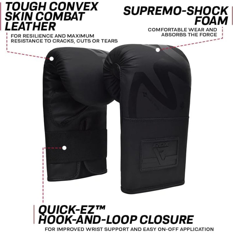 Боксерські рукавиці RDX BOXING BAG MITTS F15 чорний 4 унцій (BMR-F15MB)