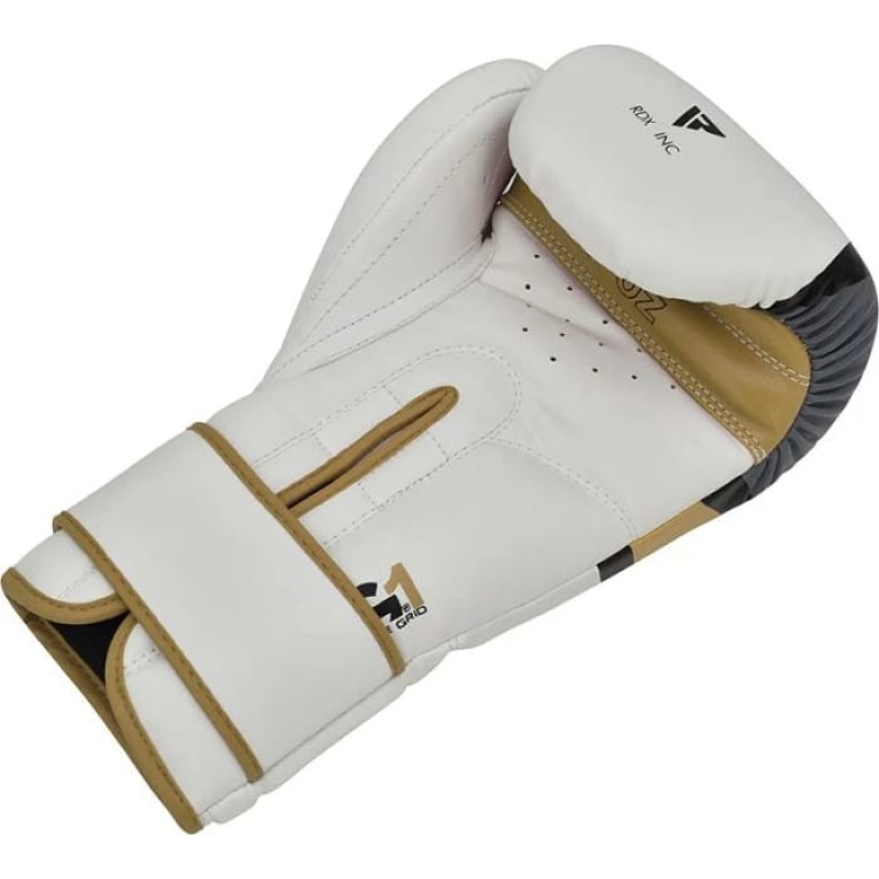 Боксерські рукавиці RDX BOXING GLOVES BGR-F7 білий, золотий 16 унцій (BGR-F7GL)