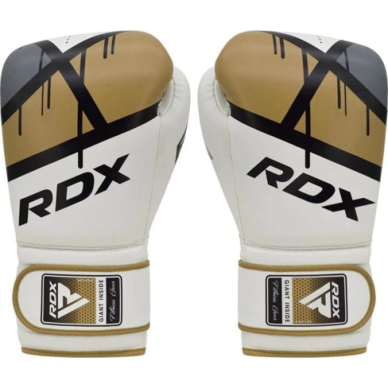 Боксерські рукавиці RDX BOXING GLOVES BGR-F7 білий, золотий 16 унцій (BGR-F7GL)