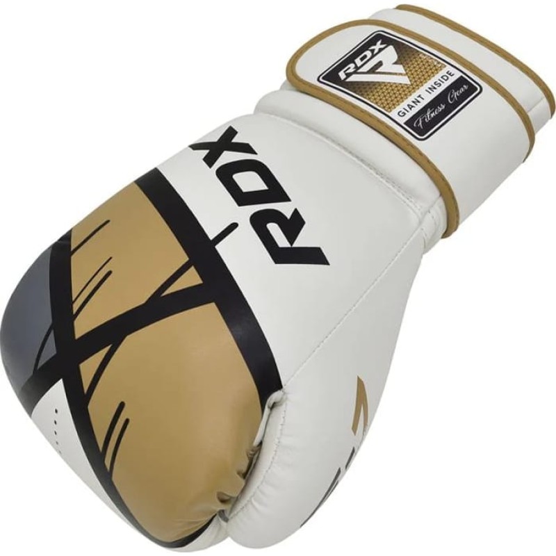 Боксерські рукавиці RDX BOXING GLOVES BGR-F7 білий, золотий 14 унцій (BGR-F7GL)