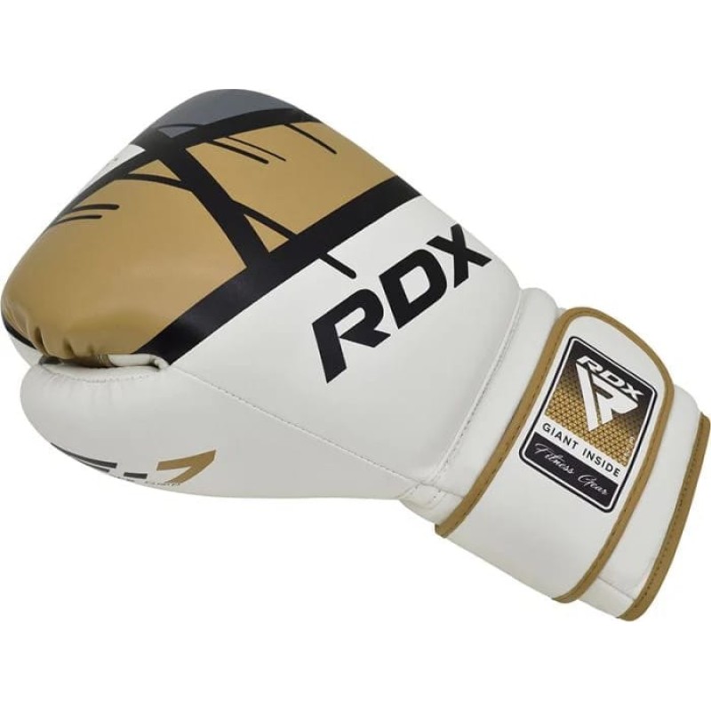 Боксерські рукавиці RDX BOXING GLOVES BGR-F7 білий, золотий 10 унцій (BGR-F7GL)