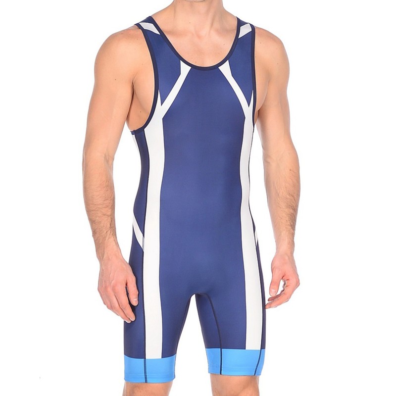 Трико борцівське Asics Wrestling Singlet синій,білий,блакитний Чол S