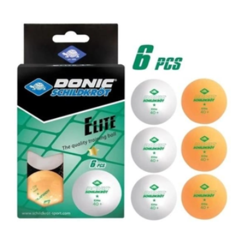 М'ячі Donic Elite 1звезда 40+ plastic white 6 шт white+orange (608511)