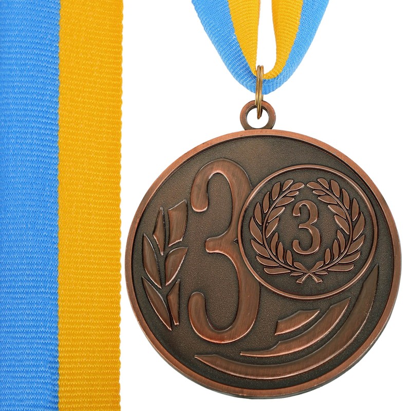 Медаль спортивна зі стрічкою SP-Sport WREATH C-1489-7 ø7см бронза