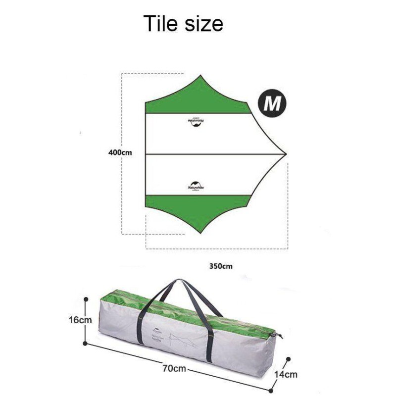 Тент кемпінговий Naturehike NH16T012-S 210T polyester 4.0х3.5 м 1.7кг Green