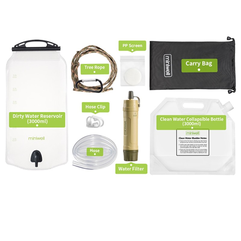Фільтр для води портативний туристичний Miniwell L605G 1000L khaki