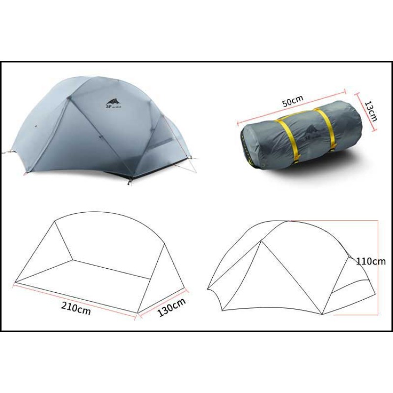 Намет 3F Ul Gear Floating cloud 2 (2-місний) 15D nylon 4 season green