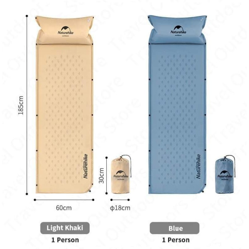 Самонадувний кемпінговий килимок Naturehike Mat with Pillow 25 mm NH15Q002-D Natural yellow