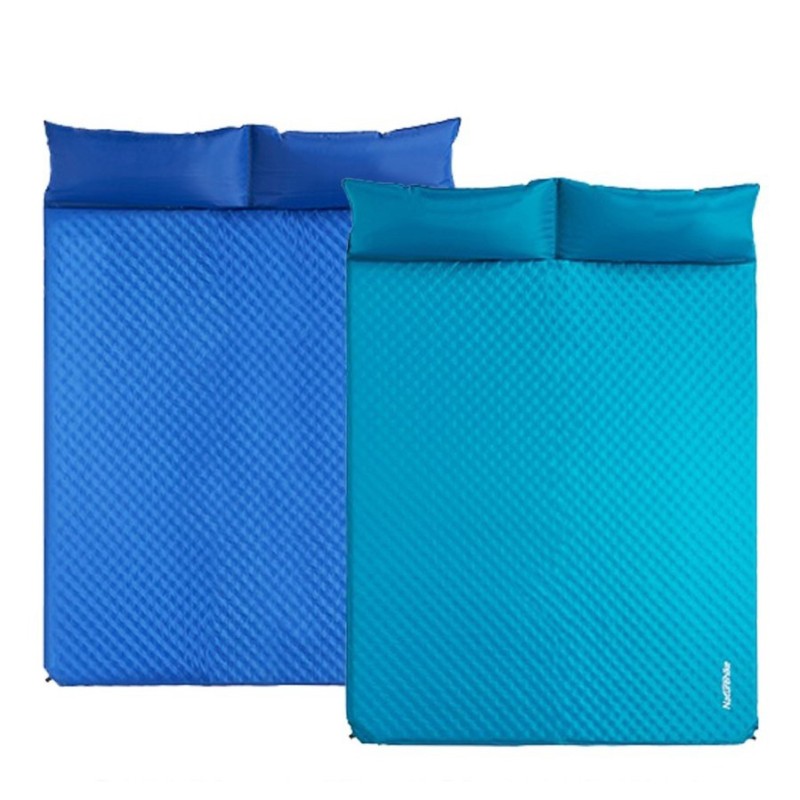 Килимок надувний двомісний з подушкою Naturehike 185*130 NH18Q010-D sky blue
