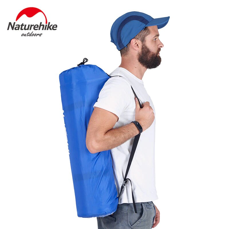 Килимок надувний двомісний з подушкою Naturehike 185*130 NH18Q010-D sky blue