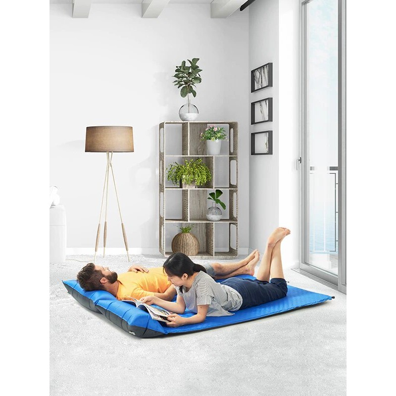 Килимок надувний двомісний з подушкою Naturehike 185*130 NH18Q010-D sky blue
