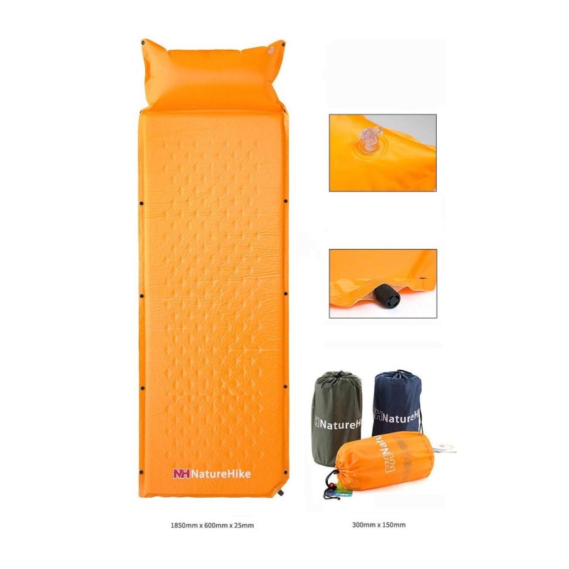 Самонадувний кемпінговий килимок Naturehike Mat with Pillow 25 мм NH15Q002-D Dark Blue
