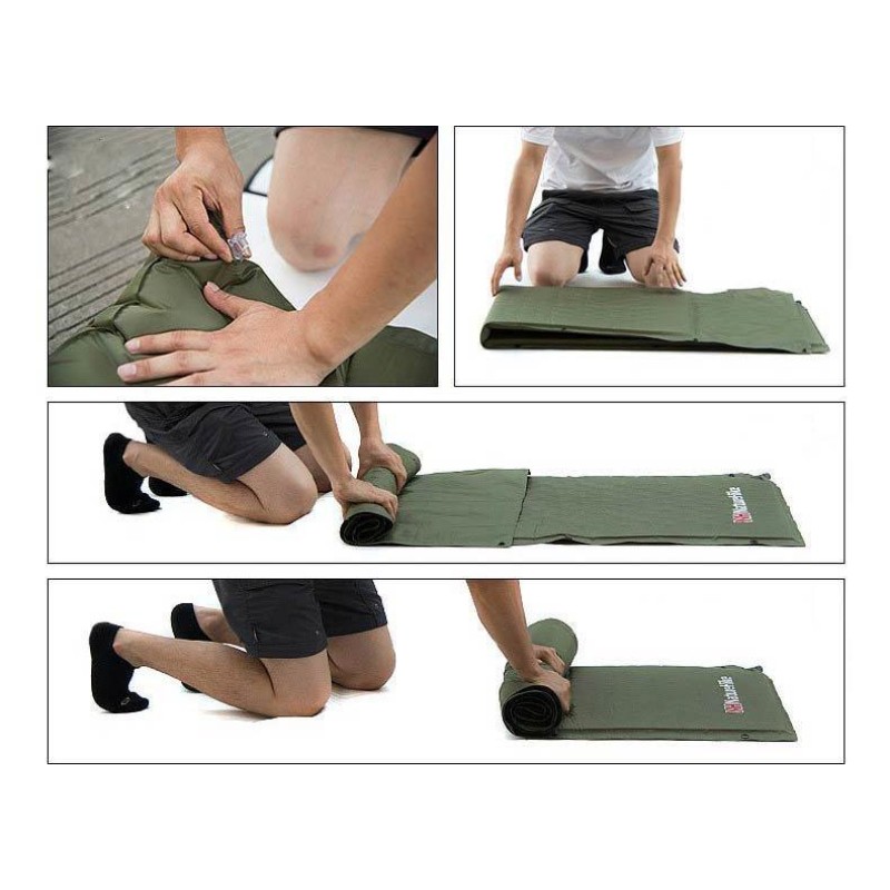 Самонадувний кемпінговий килимок Naturehike Mat with Pillow 25 мм NH15Q002-D Army Green