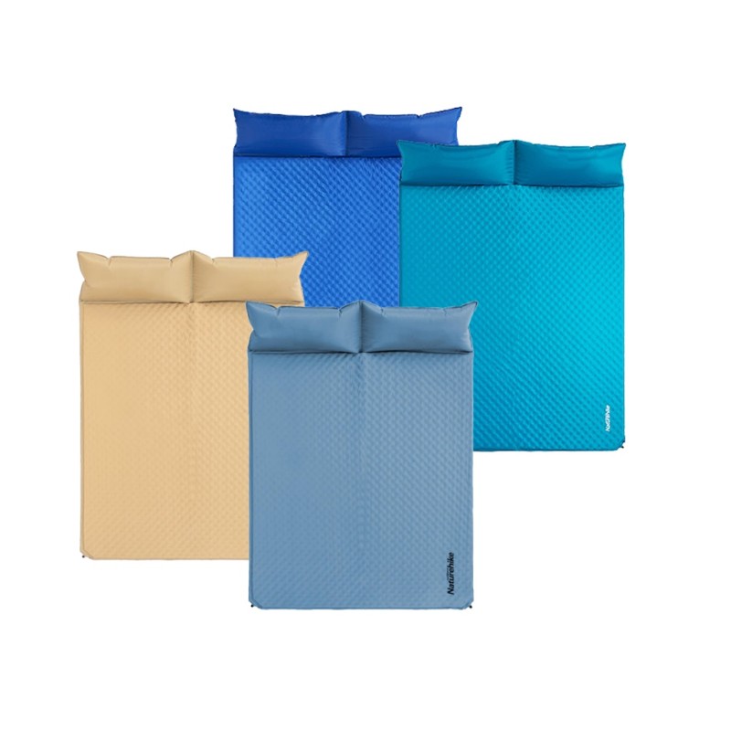 Килимок надувний двомісний з подушкою Naturehike 185*130 NH18Q010-D peacock blue