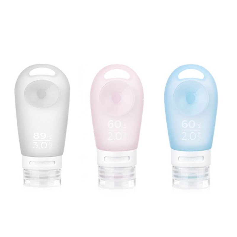 Дорожній набір силіконових бутилок 3шт 60 ml NH20LY012 pink/white/blue