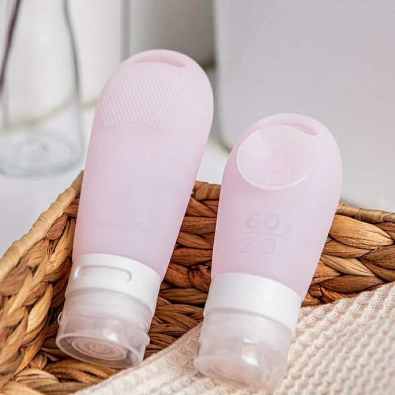 Дорожній набір силіконових бутилок 3шт 60 ml NH20LY012 pink/white/blue