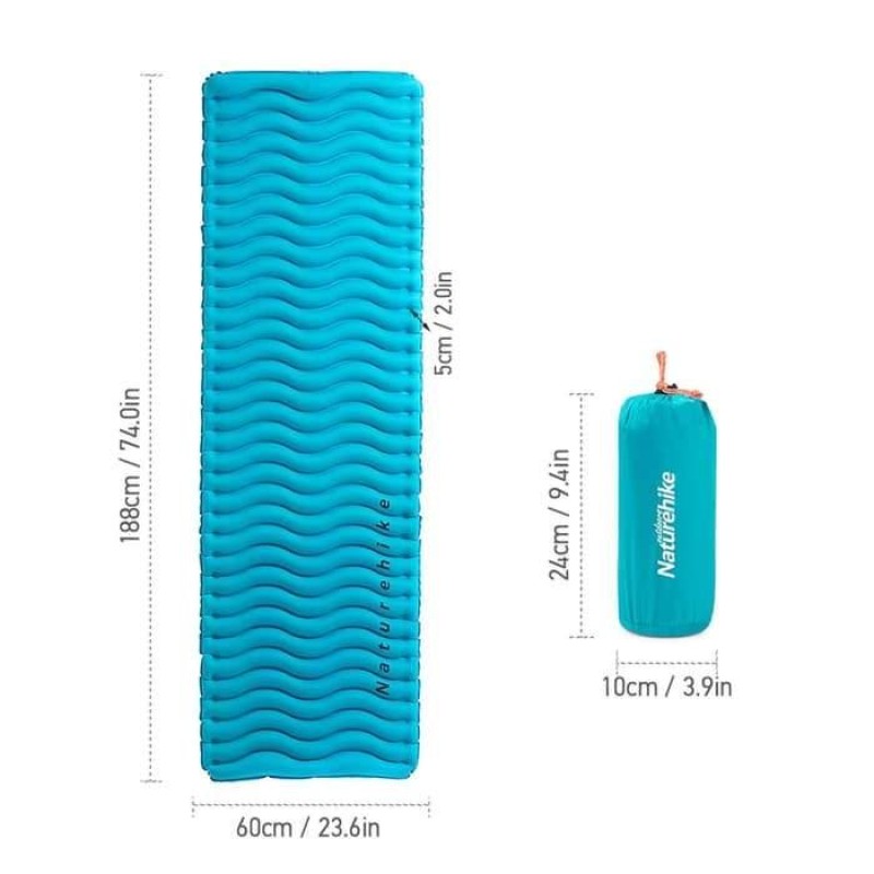 Надувний матрац Naturehike Wave type TPU mattress 1880*600*50mm NH18C009-D Sea Blue