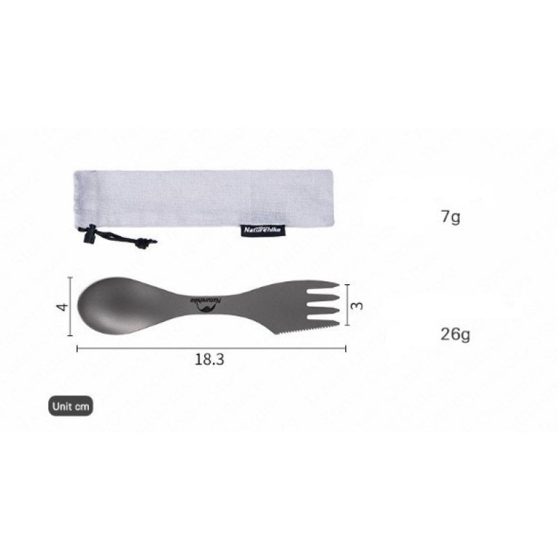 Ложко-вилка Naturehike Titanium Three-in-one NH19T012-D Grey