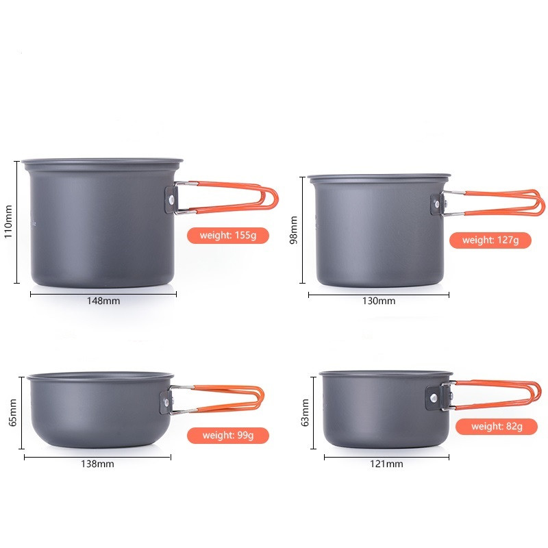 Набір посуду Naturehike 2-3 (2 каструлі+кришки) NH15T401-G Grey