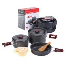Набір посуду Naturehike 3-4 NH (2 каструлі+ кришки+сковорода) NH15T203-G Grey