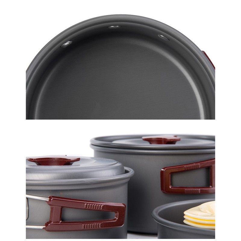 Набір посуду Naturehike 3-4 NH (2 каструлі+ кришки+сковорода) NH15T203-G Grey