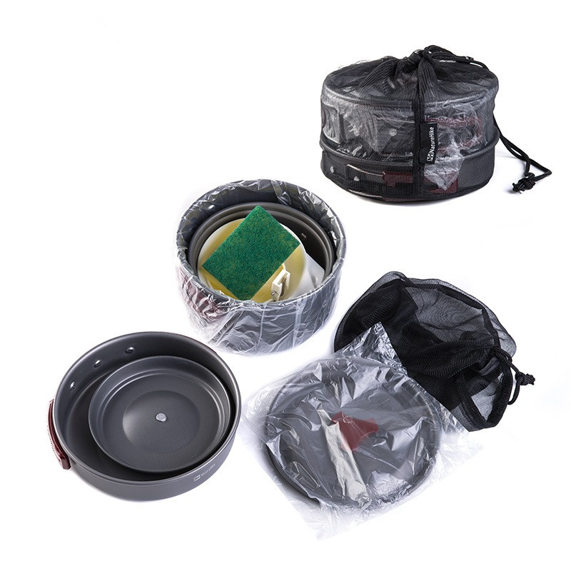 Набір посуду Naturehike 3-4 NH (2 каструлі+ кришки+сковорода) NH15T203-G Grey