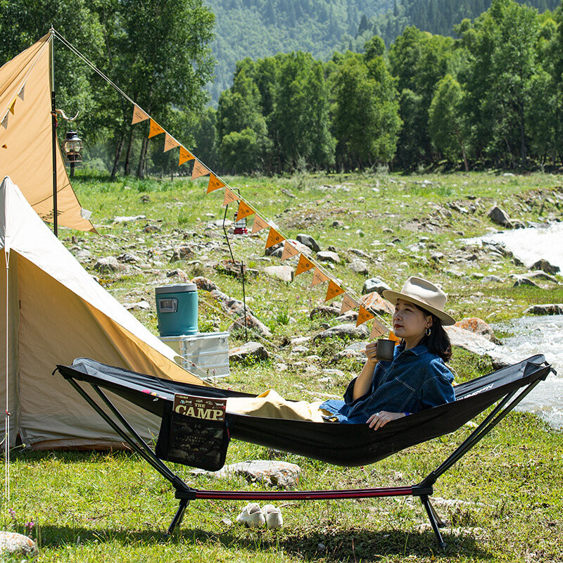 Гамак одномісний розкладний Naturehike Outdoor Folding Hammock 300D Oxford NH20JJ011 Black