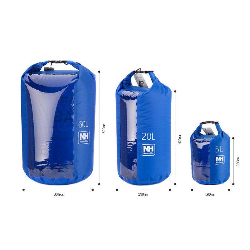 Гермомішок Naturehike з прозорою вставкою 5 л NH15S005-D Blue