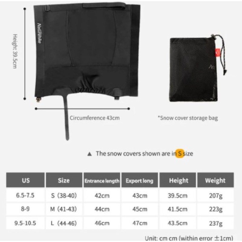 Гамаші HJ-X04 Naturehike Gaiter M 41-43 NH20HJ014 Black