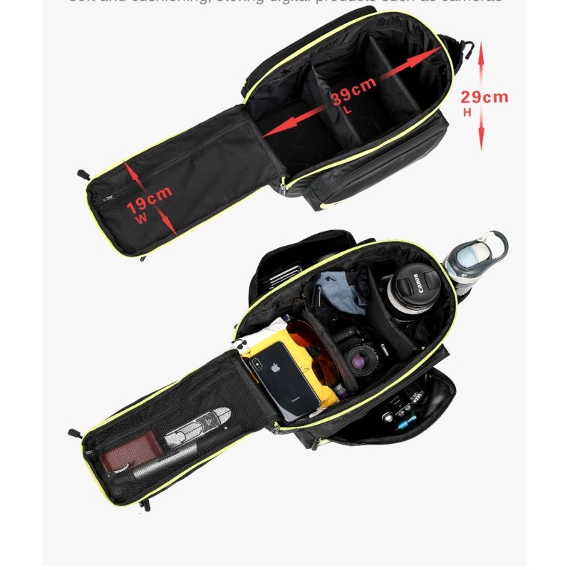 Велосумка на багажник із тримачем для фляги Rhinowalk Multifunctional 17л RK19666 Black, Чорний