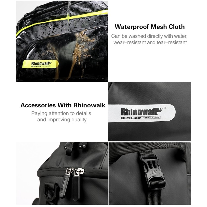 Велосумка на багажник із тримачем для фляги Rhinowalk Multifunctional 17л RK19666 Black, Чорний
