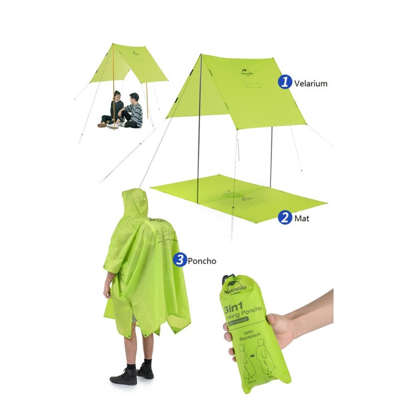 Пончо-тент Naturehike 210T polyester New NH17D002-M Green