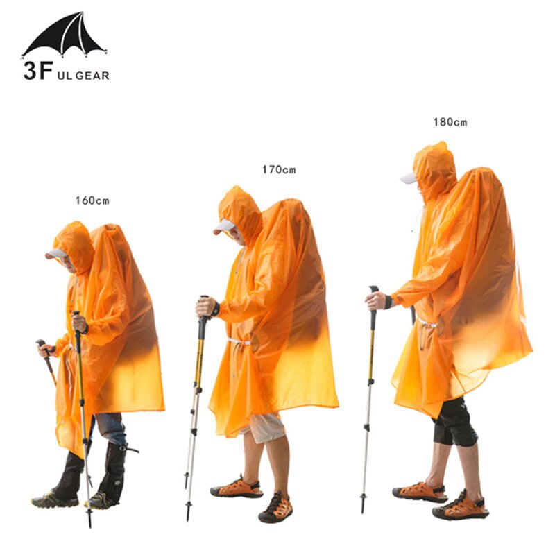 Пончо-дощовик 3F UL GEAR 15D nylon Sleeve orange