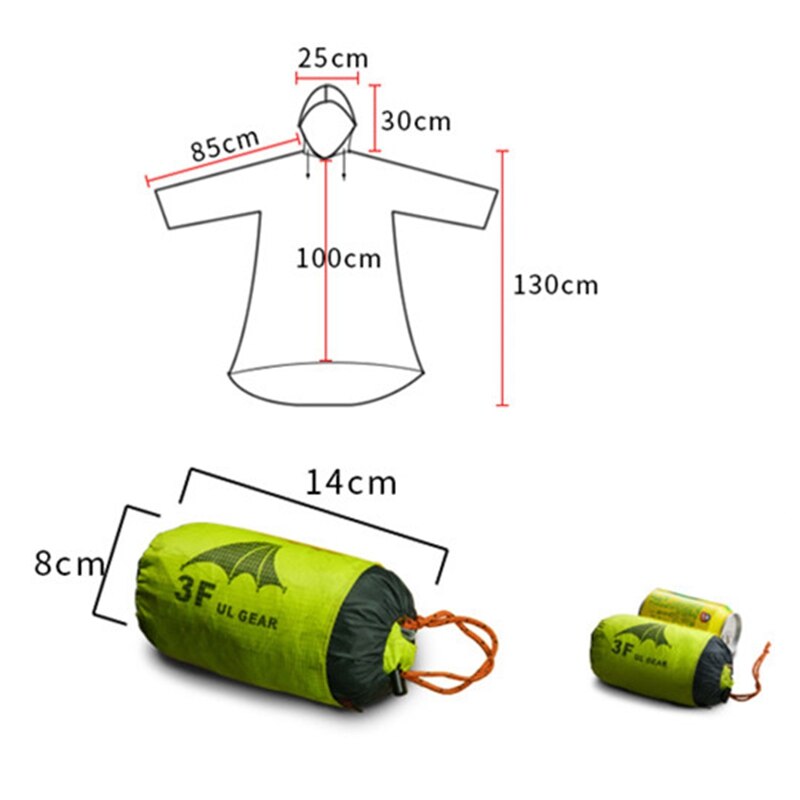 Пончо-дощовик 3F Ul Gear 210T polyester Sleeve orange