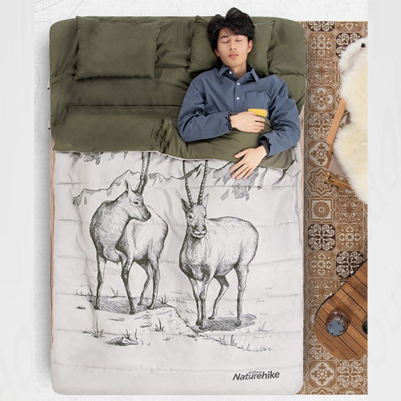 Спальний мішок Naturehike Double Sleeping Bag with Pillow "Tibetan antelope" NH21MSD06