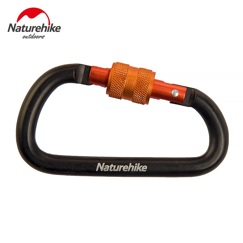 Карабін з муфтою Naturehike D-type 60 мм NH15A005-H black