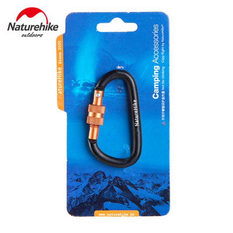 Карабін з муфтою Naturehike D-type 60 мм NH15A005-H black