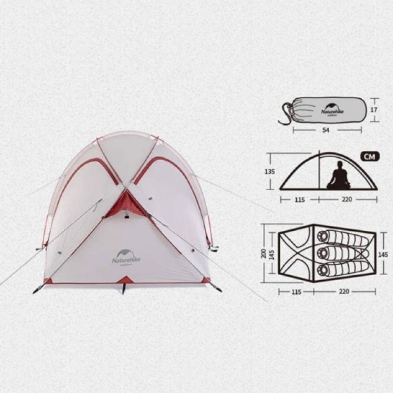 Намет Naturehike Hiby III (3-х місний) 20D silicone New version + footprint NH18K240-P red