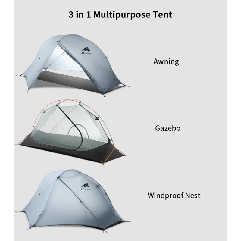 Намет 3F Ul Gear Floating cloud 1 (1-місний) 15D nylon 3 season grey