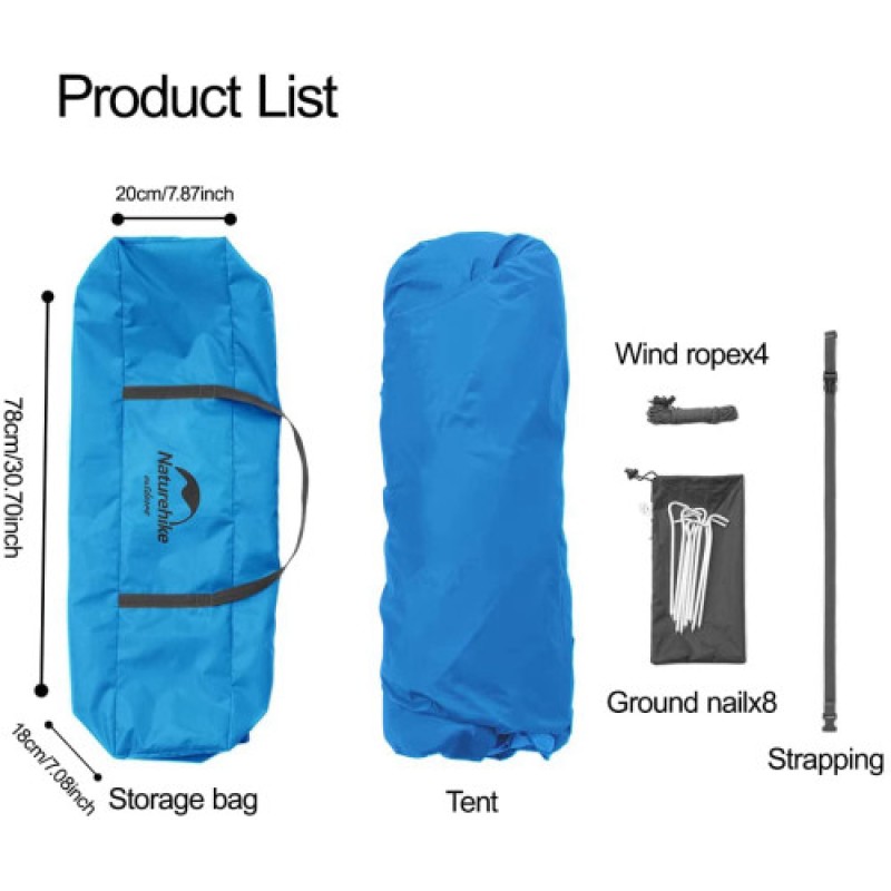 Намет Naturehike Automatic IV (4-місний) 210T polyester NH21ZP008 Blue