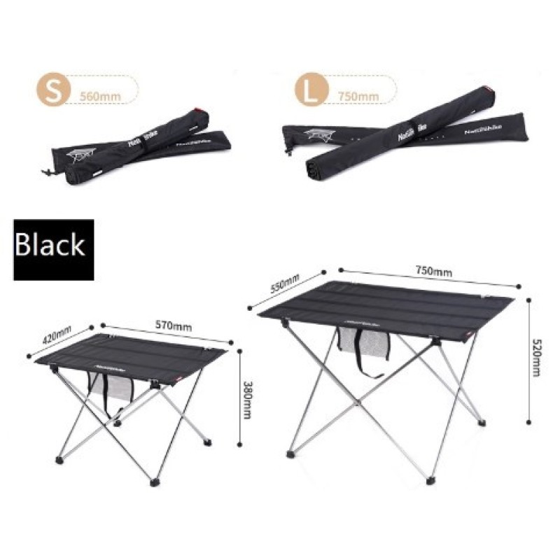 Стіл складний Naturehike L 750*500*520 мм NH20JJ020 Black