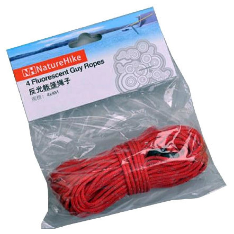 Світловідбиваючий шнур (відтяжка) Naturehike 4 шт х 4 м NH15A001-G Red
