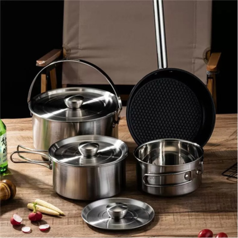 Набір посуду для кемпінгу Starcamp Cookware set 3-4 HX-SK09 steel