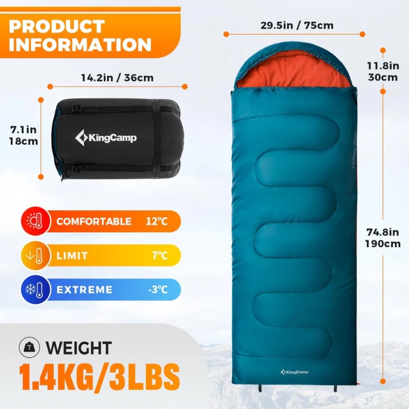 Спальний мішок KingCamp Tigris 250 KS2423 peacock blue