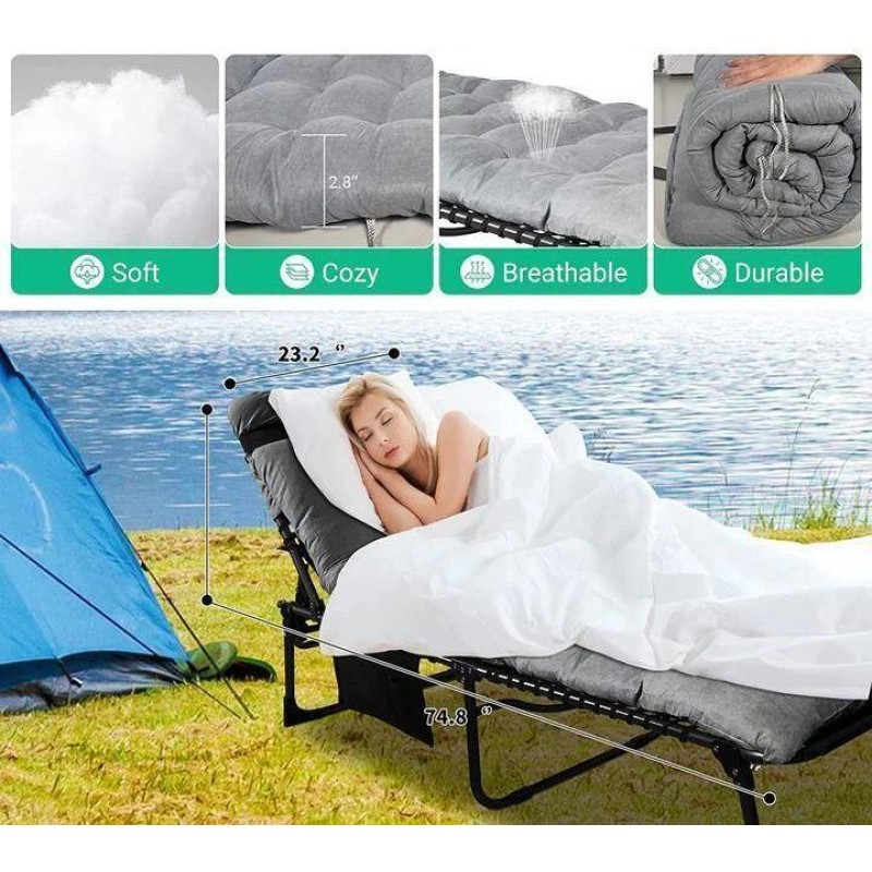 Ліжко розкладне KingCamp Hamburg Plus grey/black