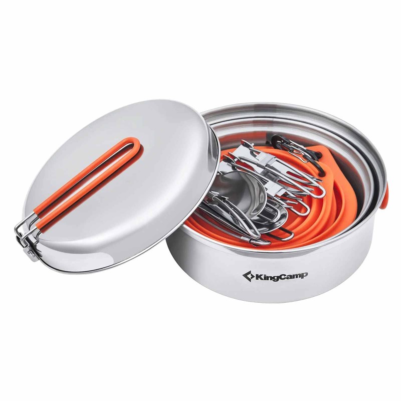 Набір посуду туристичного нержавіюча сталь KingCamp Set pro KA2210 silver