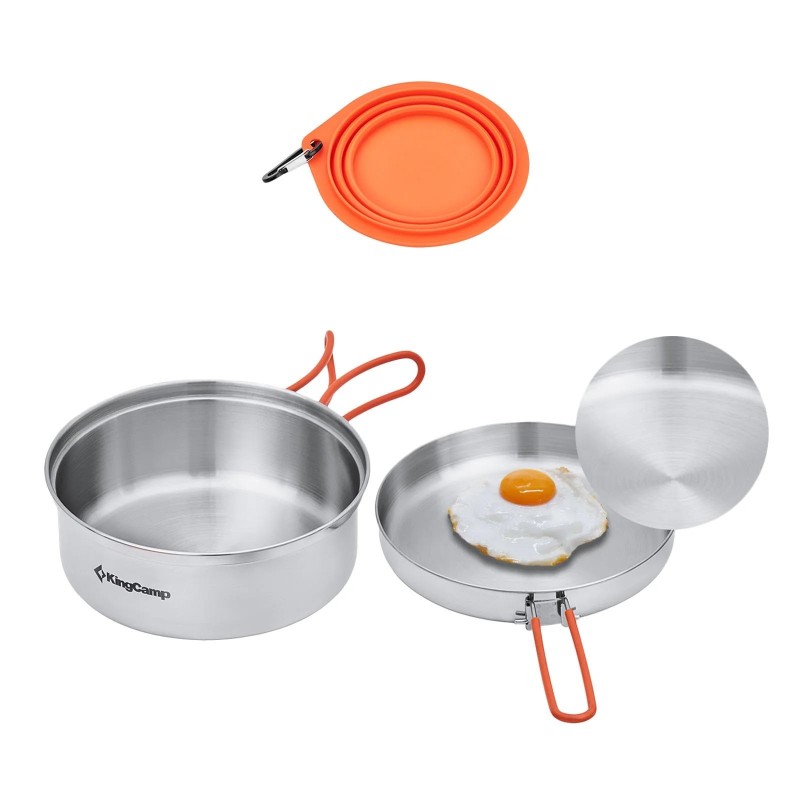Набір посуду туристичного нержавіюча сталь KingCamp Set pro KA2210 silver