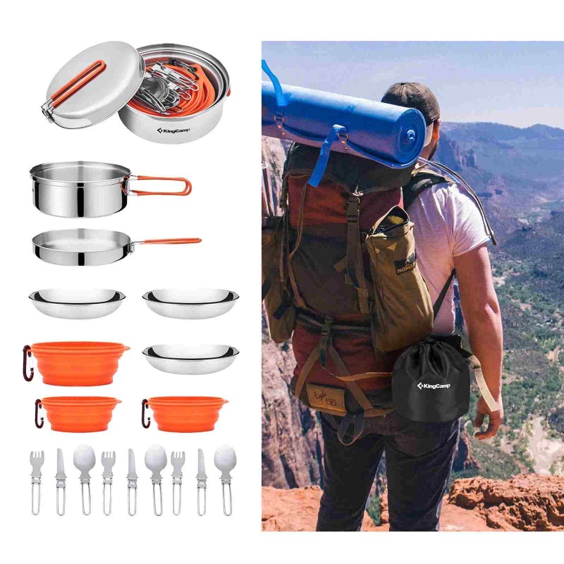 Набір посуду туристичного нержавіюча сталь KingCamp Set pro KA2210 silver